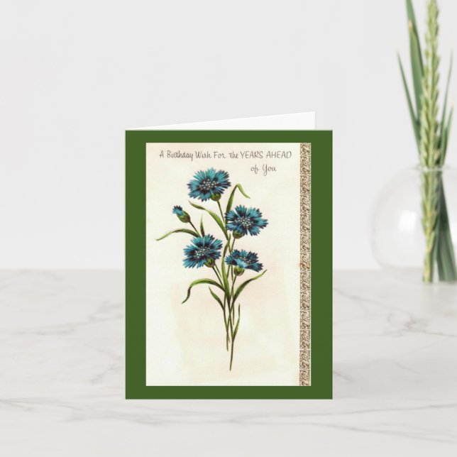 Vintage Blommor födelsedag Kort (Framsida)