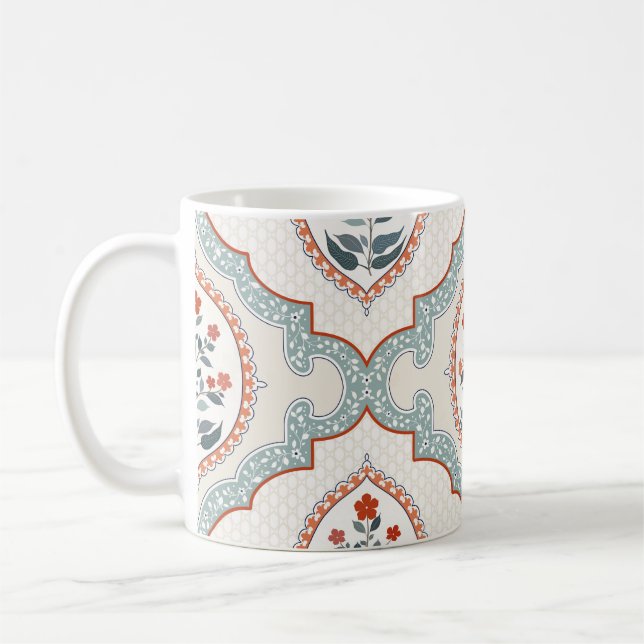 Vintage Blommor grenar, indisk textilvara. Kaffemugg (Vänster)