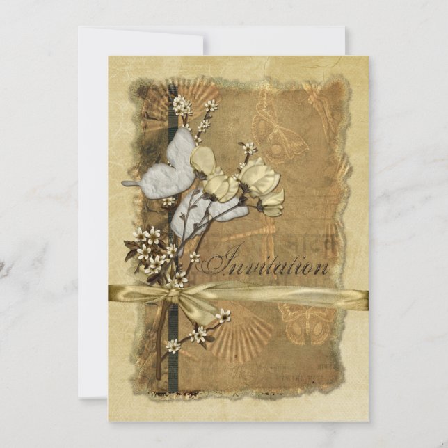 Vintage Blommor Inbjudningar (Framsida)