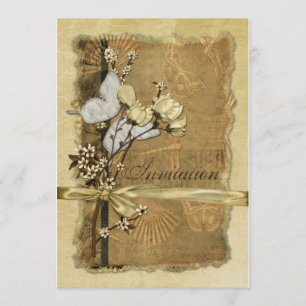 Vintage Blommor Inbjudningar