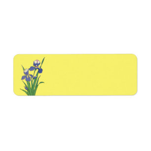 Vintage Blommor, Lila Vårträdgård Iris Blommor Returadress Etikett