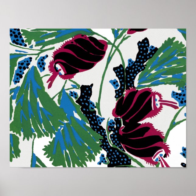 Vintage Blommor mönster C Poster (Framsidan)