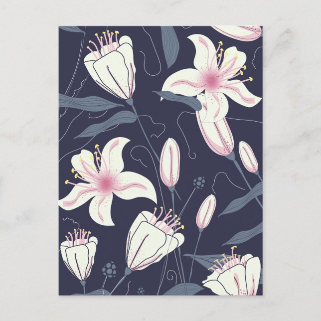 Vintage blommor mönster vykort (Framsida)