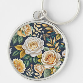 vintage blommor nyckelring
