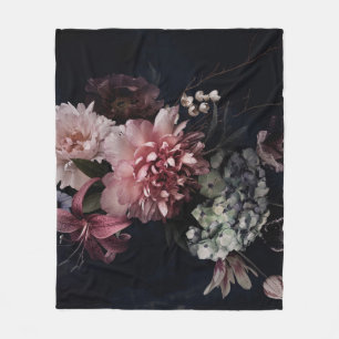 Vintage blommor. Peonier, tulpaner, lily, hydrange Fleecefilt