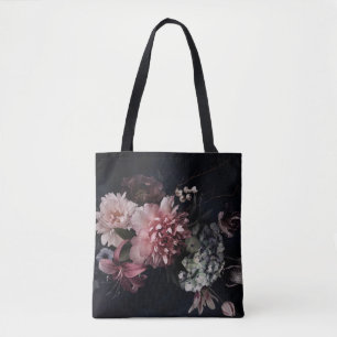 Vintage blommor. Peonier, tulpaner, lily, hydrange Tygkasse