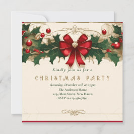 Vintage Blommor: Retro Julinbjudan Julkort