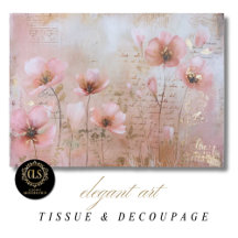 Vintage Blommor Rosa och Guld Decoupage