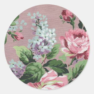 Vintage Blommor Runt Klistermärke