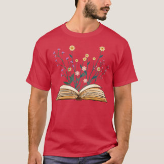 Vintage blommor som växer från bok 1 t shirt