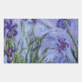 vintage blommor syren irisar 1917 Monet flora kons Rektangulärt Klistermärke