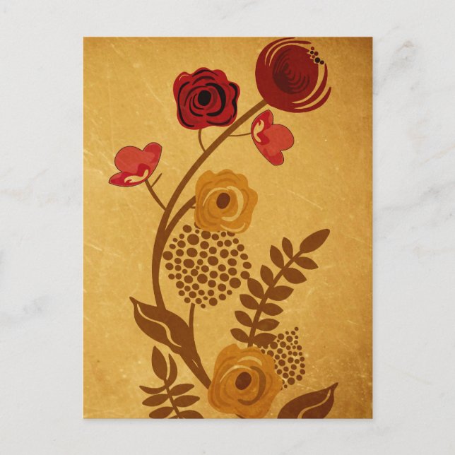 Vintage blommor vykort (Framsida)