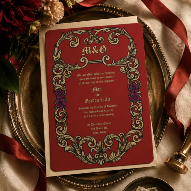 Vintage Blommotiv 1913 Kant Bröllop Inbjudningar (Skapare uppladdad)