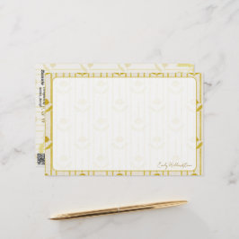Vintage blommotiv på randigt gult senapsgult brevpapper