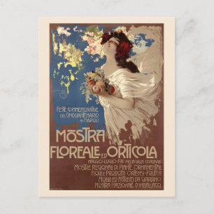 Vintage blommotiv & trädgårdsutställningsannons vykort