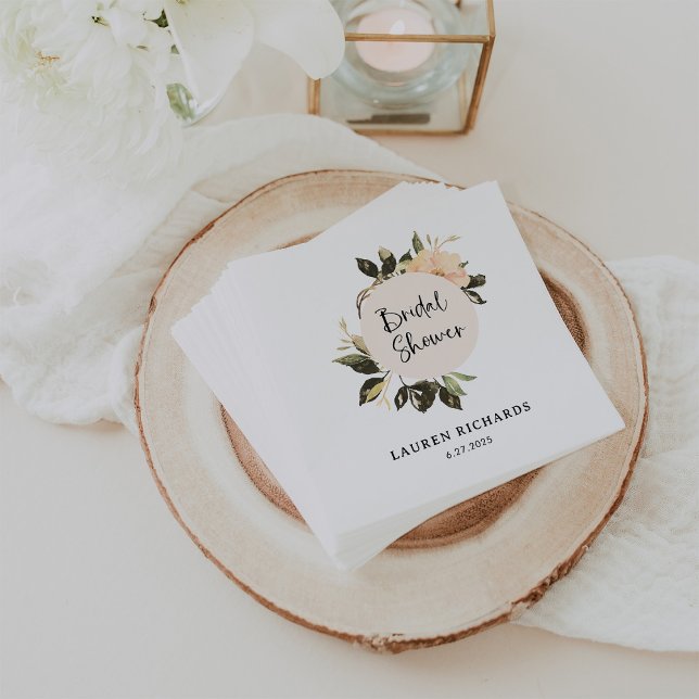 Vintage blommotiv | Vita bröllopsdusch-servetter Pappersservett (Pretty vintage floral napkins for your bridal shower)