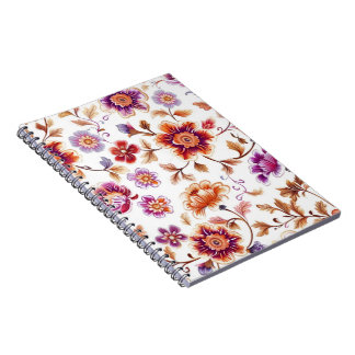 Vintage blomspiralskrivhäfte Elegant botanisk F Anteckningsbok
