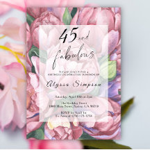 Vintage blomster 45-årsfest inbjudan