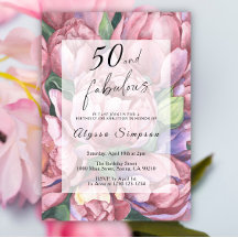 Vintage blomster 50-års födelsedagsfest inbjudan