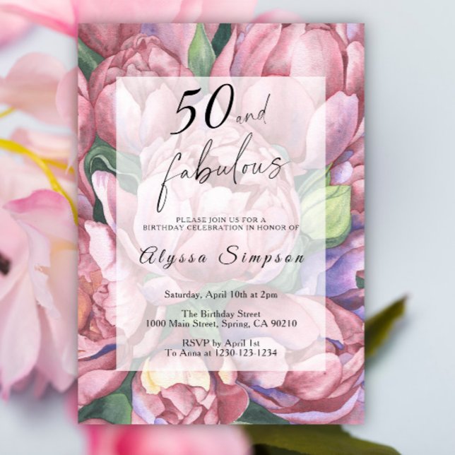 Vintage blomster 50-års födelsedagsfest inbjudan (Skapare uppladdad)