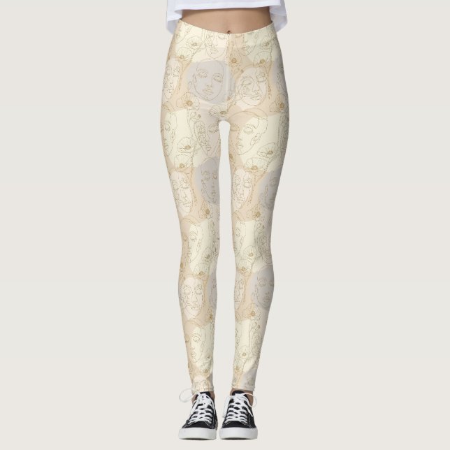 Vintage blomster ansiktslinje mönster (1) leggings (Framsida)