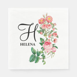 Vintage blomster botanisk anpassad monogram pappersservett