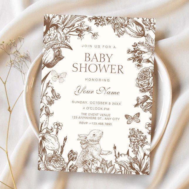 Vintage blomster botanisk baby shower inbjudningar (Skapare uppladdad)