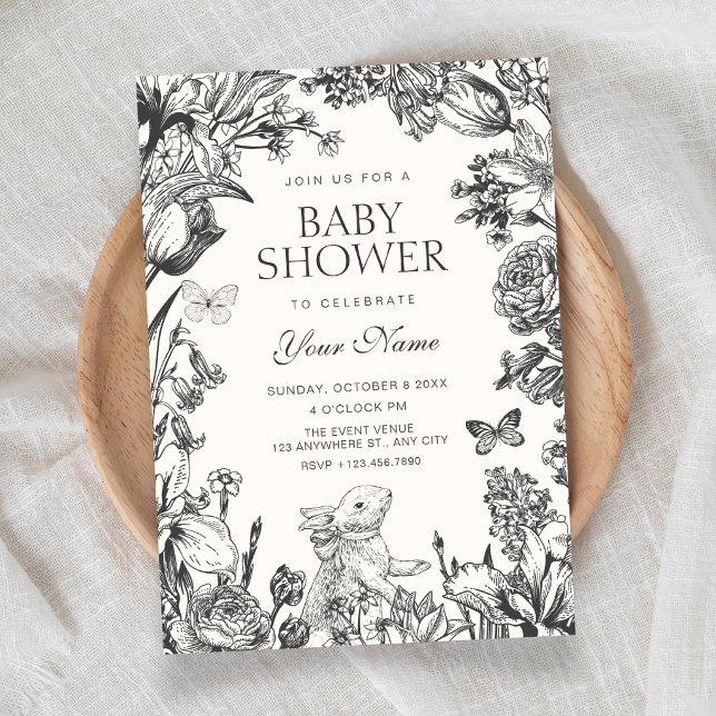 Vintage blomster botanisk baby shower inbjudningar (Skapare uppladdad)