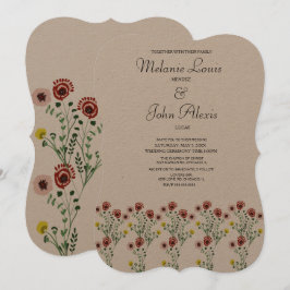Vintage blomster botanisk broderad vigselkonst inbjudningar