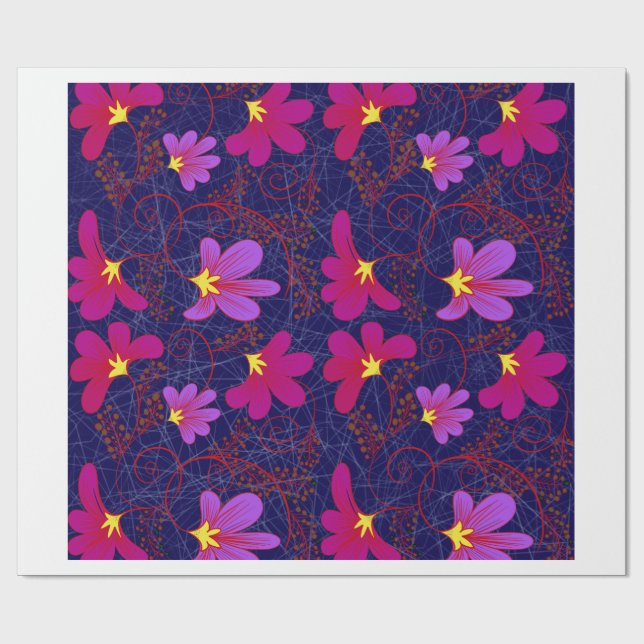 Vintage blomster botaniskt mönster inslagspapper  presentpapper (Platt)