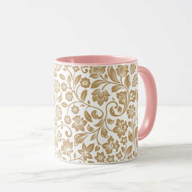 Vintage blomster botaniskt mönster mugg (Framsida höger)