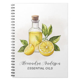 Vintage blomster- citron eteriska oljor vattenfärg anteckningsbok