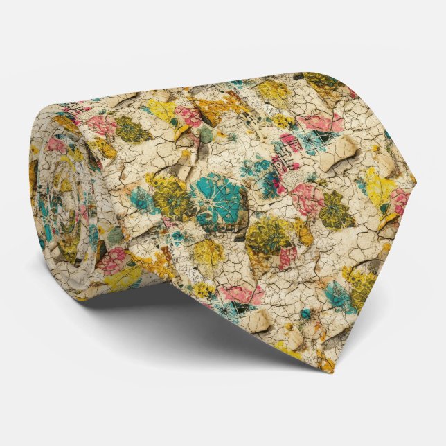 Vintage blomster collage med åldrad pappersstruktu slips (Rullad)