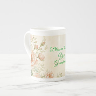 Vintage blomster farmor sentimental present benporslin mugg