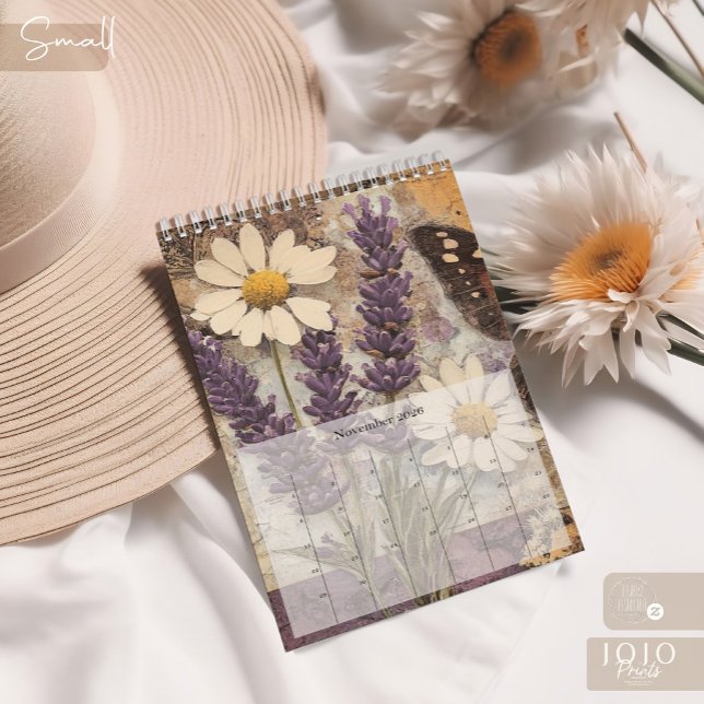 Vintage blomster fjäril kalender (Vintage Floral Butterfly Calendar_Small)