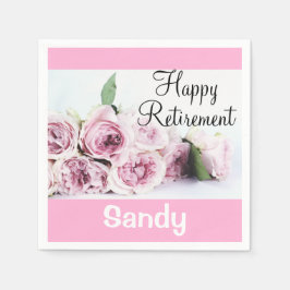 Vintage blomster Glad pensionering Lila rosa rosor Pappersservett