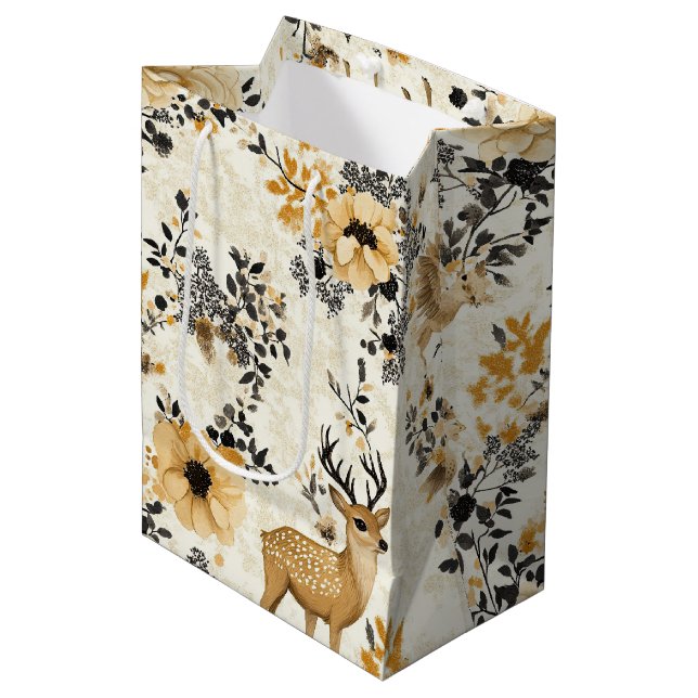 Vintage blomster hjortmönster (Framsidan Vinklad)