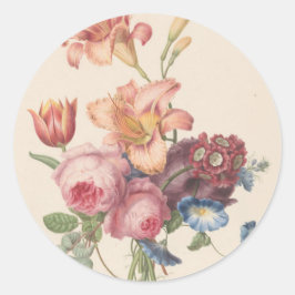 Vintage blomster holländsk finkonst vattenfärgsbuk runt klistermärke
