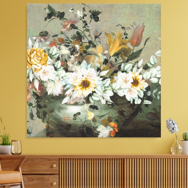 Vintage blomster höstbakgrund canvastryck (Insitu (Vardagsrum))