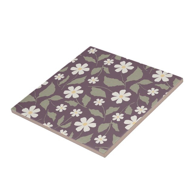 Vintage blomster modern stuga Salvia & Plommon Kakelplatta (Sidan)
