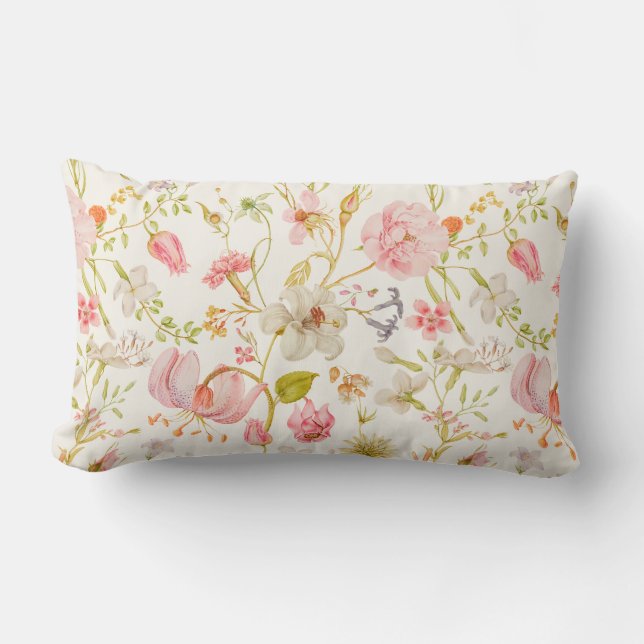 Vintage blomster mönster lumbarkudde (Framsida)
