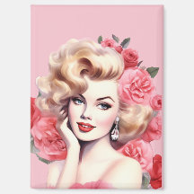 Vintage Blomster Pin-Up Magnet – Blossom Marie