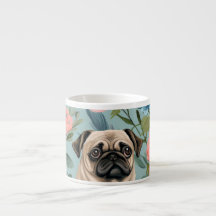 Vintage blomster Pug mönster Söt botanisk hund