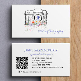 Vintage blomster QR-kod professionell fotograf Visitkort