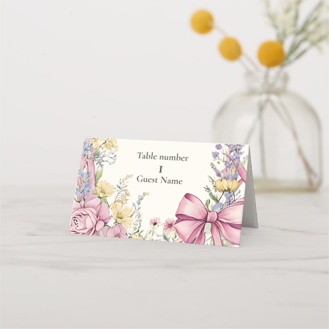 Vintage blomster ram bröllop placeringskort (Framsida)