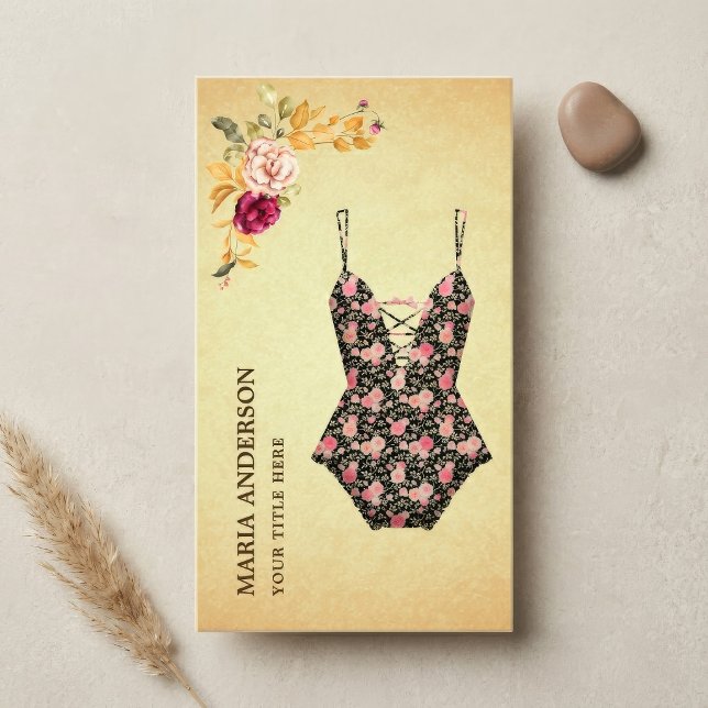 Vintage blomster retro bikini badklänning simgarde visitkort (Skapare uppladdad)