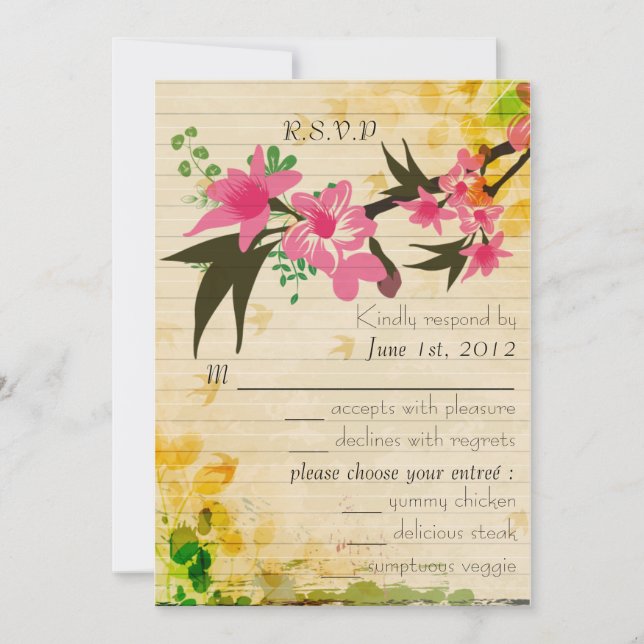 Vintage blomster RSVP-kort Inbjudningar (Framsida)