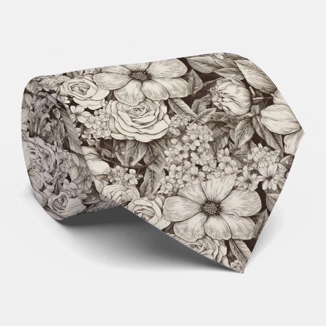 Vintage blomster sepia mönster slips (Rullad)