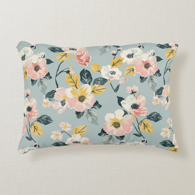 Vintage blomster sömlöst mönster tyg prydnadskudde (Framsidan)