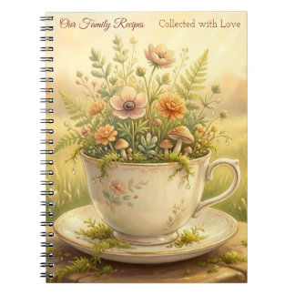Vintage blomster-teckopp Garden Cottagecore Anteckningsbok